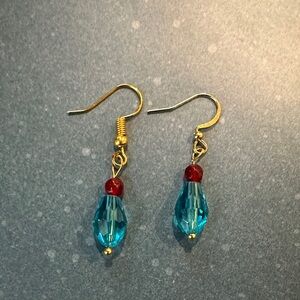 Gold and Blue Drop Earrings
